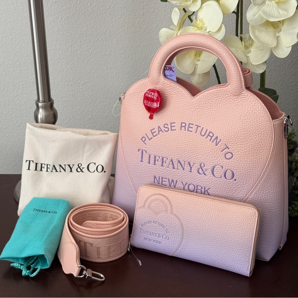 Tiffany & Co Pink Ombré “Please Return to Tiffany” Medium Tote & Wallet Set